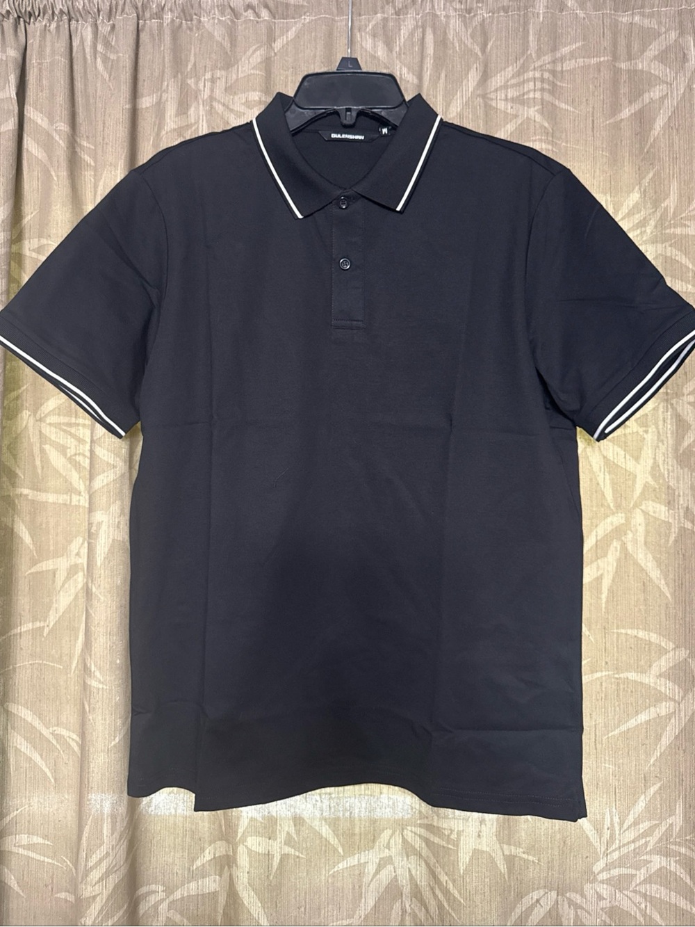 NWT Classic Black Polo with White Piping – Men's Casual Shirt size medium